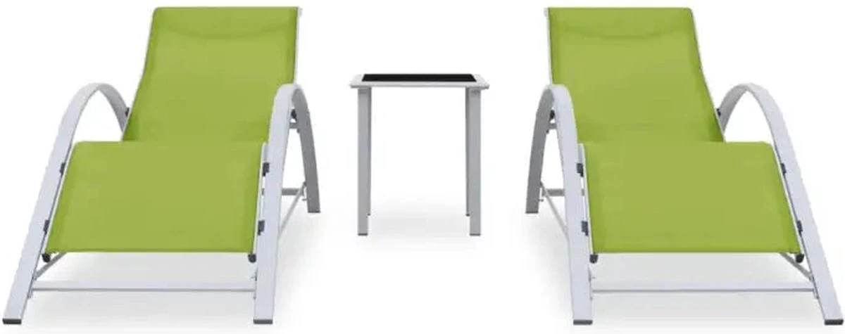 VidaXL Ensemble De Lit Lounge - 2 Pièces - Avec Table - Vert - Sun Longues - Chaise VidaXL - Jardin - Ensemble De Chaises Longues - 2 Pièces 1 VidaXL Ensemble De Lit Lounge - 2 Pièces - Avec Table - Vert - Sun Longues - Chaise VidaXL - Jardin - Ensemble De Chaises Longues - 2 Pièces