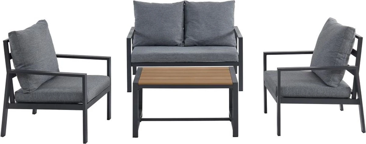 MYLIA Set De Jardin En Aluminium : 1 Canapé 2 Places, 2 Fauteuils Et 1 Table Basse - Gris Anthracite - SUNLY L 110.5 Cm X H 74.5 Cm X P 67.5 Cm 3 MYLIA Set De Jardin En Aluminium : 1 Canapé 2 Places, 2 Fauteuils Et 1 Table Basse - Gris Anthracite - SUNLY L 110.5 Cm X H 74.5 Cm X P 67.5 Cm – Image 3