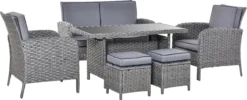 Ensemble De Jardin Outsunny 6 Pièces Groupe De Salle à Manger Ensemble De Jardin Mobilier De Jardin Avec Table à Manger 860-136