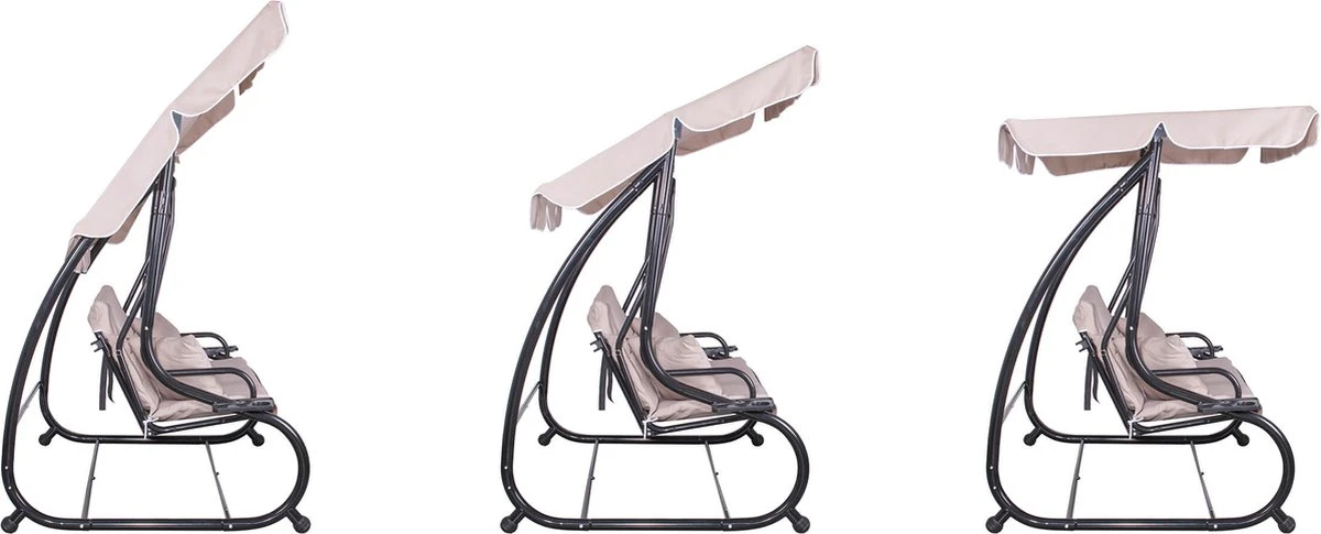 Banc De Balançoire Springos | Venise-Swing | 3 Places | Imperméable à L'eau | Comprend 2 Coussins | Auvent Réglable | 163 X 212 X 125 Cm | Beige 3 Banc De Balançoire Springos | Venise-Swing | 3 Places | Imperméable à L'eau | Comprend 2 Coussins | Auvent Réglable | 163 X 212 X 125 Cm | Beige – Image 3