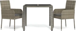 La Dolce Vita - Salon De Jardin 3 Pièces - Salon De Terrasse - Salon De Jardin Avec Chaises Et Table - Salon De Plein Air Avec Coussins Poly Rotin Gris