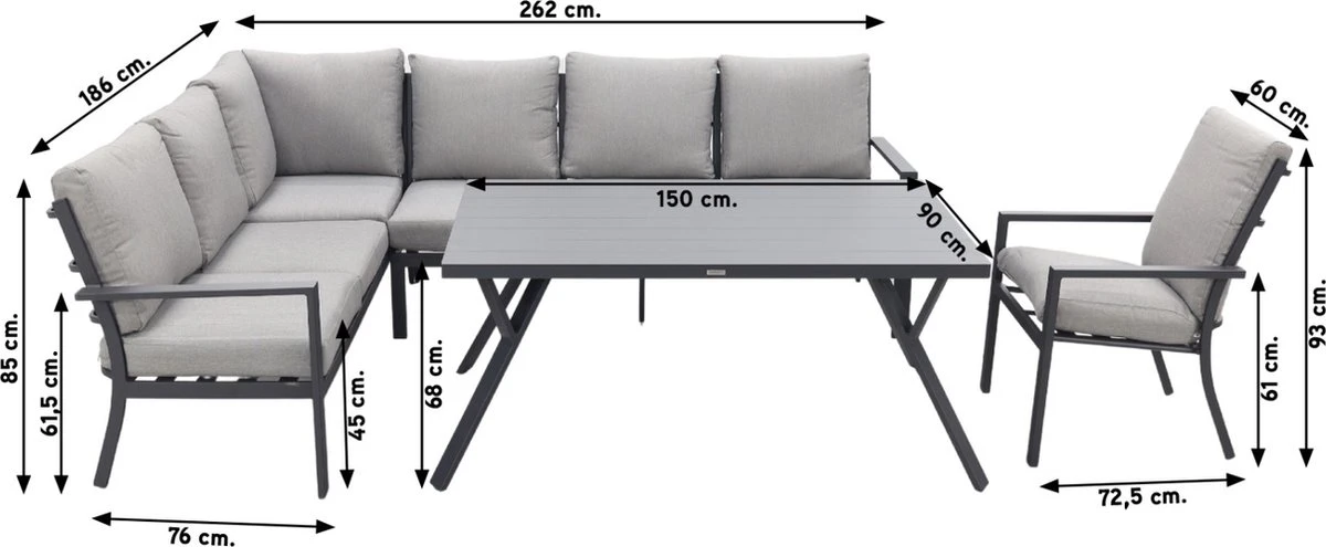 Garden Impressions Senja Ensemble De Salle à Manger Lounge 4 Pièces Gauche Avec Chaise - Gris Foncé 6 Garden Impressions Senja Ensemble De Salle à Manger Lounge 4 Pièces Gauche Avec Chaise - Gris Foncé – Image 6