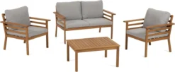 Kave Home - Ensemble D'extérieur Vilma Composé D'un Canapé, De 2 Fauteuils Et D'une Table Basse En Bois D'acacia 100%FSC