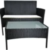 Borvat® | Mobilier De Jardin | Ensemble De Jardin | Mobilier De Jardin | Noir | Tissé | Coussins Crème | Mobilier De Jardin | Ensemble Salon 4 Places |