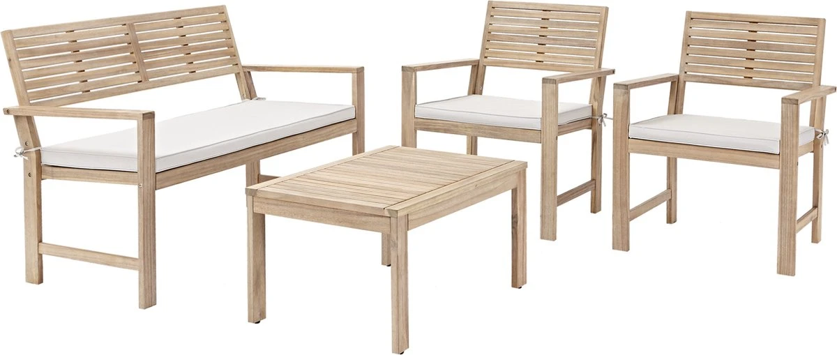 NATERIAL - Salon De Jardin SOLIS - Salon De Balcon 4 Personnes - Salon De Jardin - Acacia - Bois/blanc 1 NATERIAL - Salon De Jardin SOLIS - Salon De Balcon 4 Personnes - Salon De Jardin - Acacia - Bois/blanc