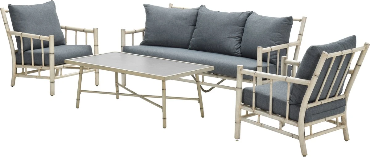 Garden Impressions Ensemble De Salon Lombok 4 Pièces - Aluminium - Bambou/gris Clair 1 Garden Impressions Ensemble De Salon Lombok 4 Pièces - Aluminium - Bambou/gris Clair
