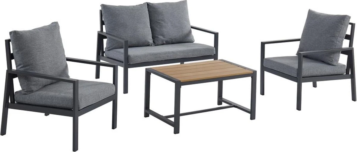 MYLIA Set De Jardin En Aluminium : 1 Canapé 2 Places, 2 Fauteuils Et 1 Table Basse - Gris Anthracite - SUNLY L 110.5 Cm X H 74.5 Cm X P 67.5 Cm 2 MYLIA Set De Jardin En Aluminium : 1 Canapé 2 Places, 2 Fauteuils Et 1 Table Basse - Gris Anthracite - SUNLY L 110.5 Cm X H 74.5 Cm X P 67.5 Cm – Image 2