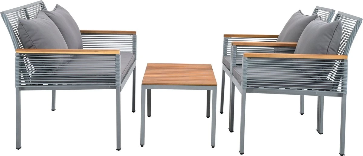 Salon De Jardin Merax - Salon De Jardin Avec Canapé Double - 2 Fauteuils Et Table - Salon De Jardin En Rotin Avec Coussins Gris 2 Salon De Jardin Merax - Salon De Jardin Avec Canapé Double - 2 Fauteuils Et Table - Salon De Jardin En Rotin Avec Coussins Gris – Image 2