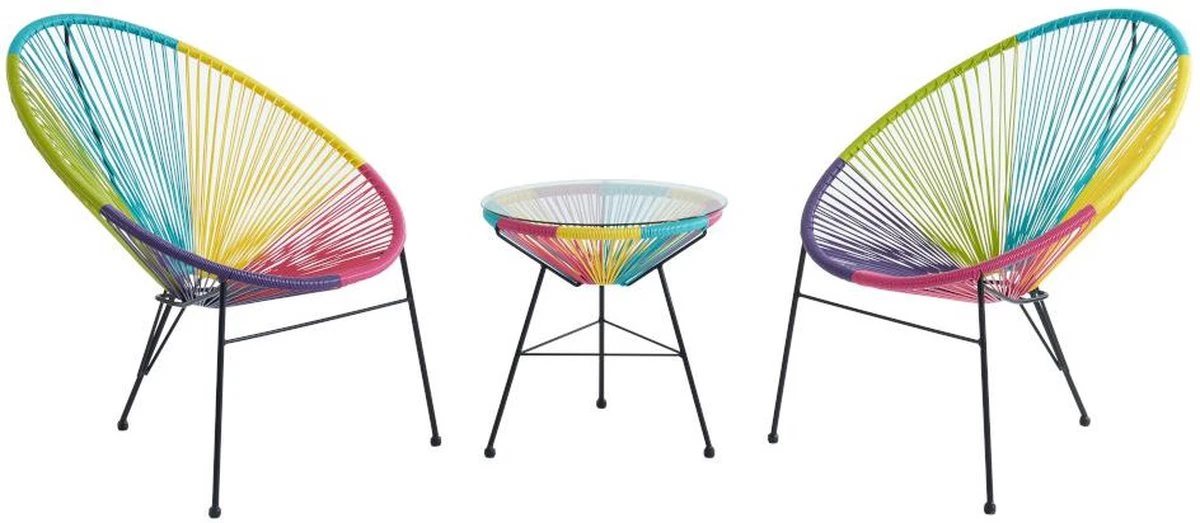 MYLIA Ensemble De Jardin En Fils De Résine Tressés - Multicolore - 2 Chaises Et Une Table - ALIOS II L 72 Cm X H 86 Cm X P 81 Cm 1 MYLIA Ensemble De Jardin En Fils De Résine Tressés - Multicolore - 2 Chaises Et Une Table - ALIOS II L 72 Cm X H 86 Cm X P 81 Cm
