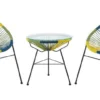 MYLIA Ensemble De Jardin En Fils De Résine Tressés - Vert, Bleu, Jaune - 2 Chaises Et Une Table - ALIOS II L 72 Cm X H 86 Cm X P 81 Cm