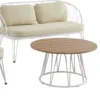 MYLIA Salon De Jardin En Métal : 1 Canapé 2 Places, 2 Fauteuils Et 1 Table Basse - Wit - ARLESAN L 138 Cm X H 77,5 Cm X P 68 Cm