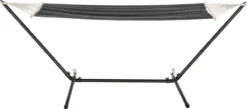 Hamac Avec Cadre Robuste Ensemble Toile Et Support Capacité De Charge 120 Kg Pour Intérieur Extérieur Acier Coton Polyester 200 X 100 Cm Noir Gris Foncé [en.casa] -Jardin Meubles Magasin 1200x529