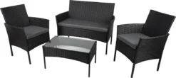Lifetime Garden Ensemble De Jardin - Salon De Jardin Berlin - 4 Pièces - Chaises De Jardin, Causeuse Et Table De Jardin - Rotin - Zwart - Jardin, Balcon Et Terrasse