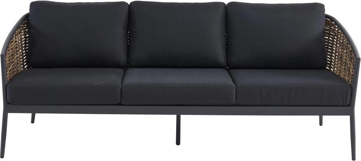 MYLIA Coin Repas De Jardin En Résine Tressée Et Aluminium : 1 Canapé 3 Places, 2 Fauteuils Et 2 Tables Basses - Anthracite - BARLETTA L 206 Cm X H 75 Cm X P 82 Cm 5 MYLIA Coin Repas De Jardin En Résine Tressée Et Aluminium : 1 Canapé 3 Places, 2 Fauteuils Et 2 Tables Basses - Anthracite - BARLETTA L 206 Cm X H 75 Cm X P 82 Cm – Image 5