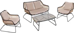 Canapé De Jardin Outsunny En Poly-rotin Ensemble De 4 Canapés En Rotin Acier Polyester Kaki + Beige 860-165 -Jardin Meubles Magasin 1200x544