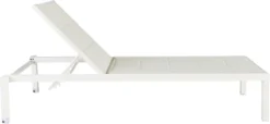 NATERIAL - Transat AQUILA - Transat De Jardin Avec Dossier Réglable - 200x75x36 Cm - Empilable - Avec Roulettes - Fixe En Aluminium - Textilène - Blanc