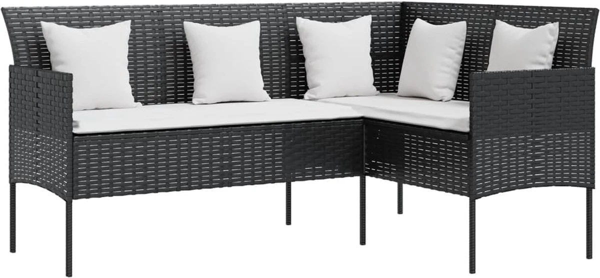 Prolenta Premium - Ensemble De Salon 5 Pièces Avec Coussins En Forme De L Poly Rotin Noir - Maison Et Jardin 3 Prolenta Premium - Ensemble De Salon 5 Pièces Avec Coussins En Forme De L Poly Rotin Noir - Maison Et Jardin – Image 3