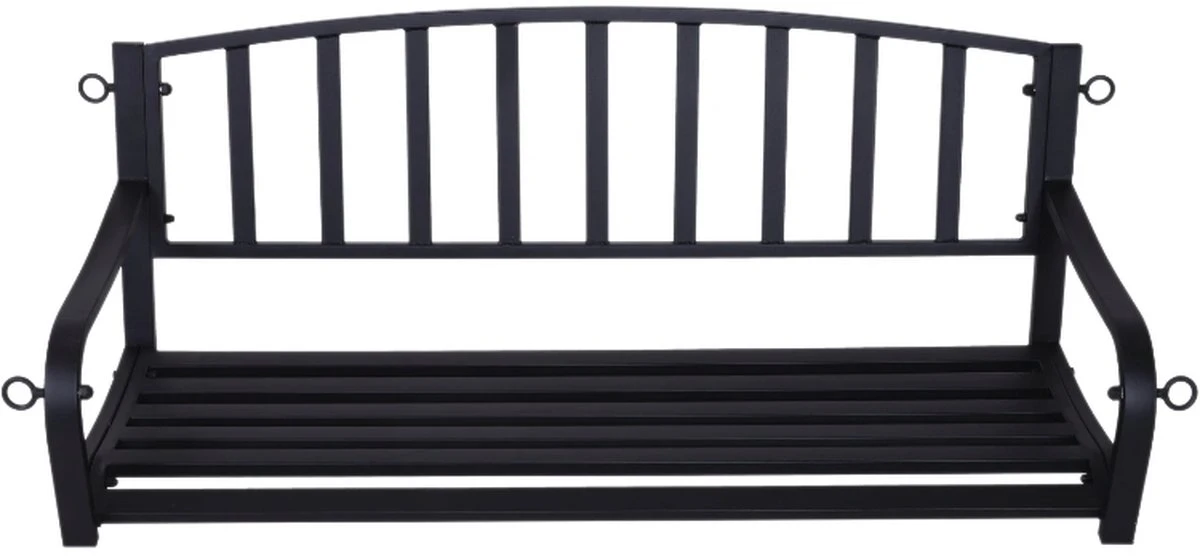 Banc Suspendu Nancy's Dunn - Banc De Jardin - Balançoire - 2 Places - Colliers - Métal - Zwart - 128 X 63 X 47 Cm 5 Banc Suspendu Nancy's Dunn - Banc De Jardin - Balançoire - 2 Places - Colliers - Métal - Zwart - 128 X 63 X 47 Cm – Image 5