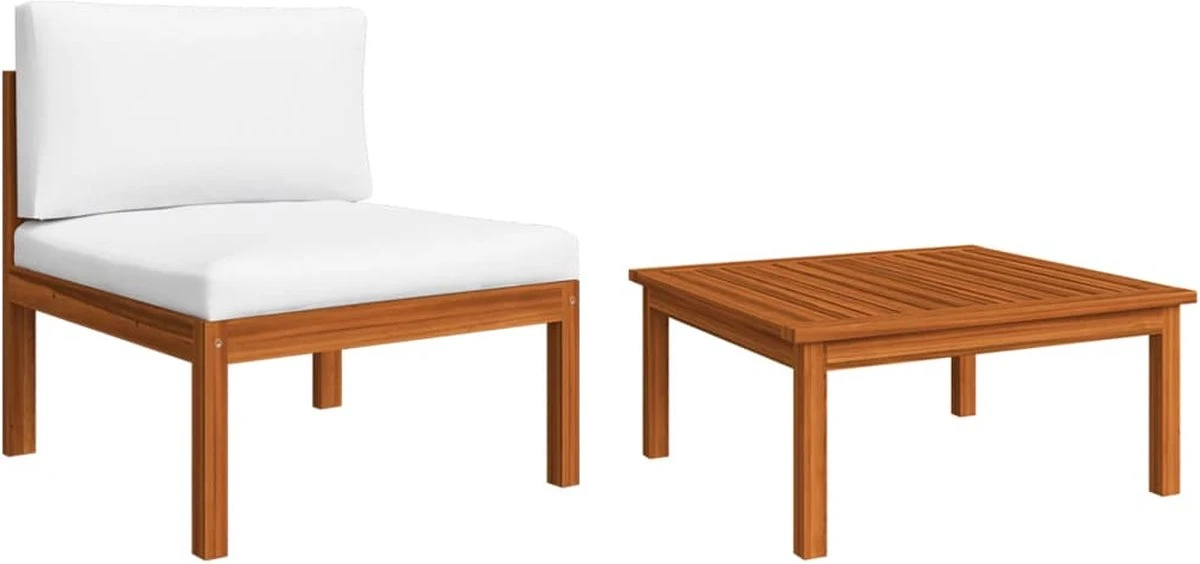 Prolenta Premium - Ensemble De Salon 2 Pièces Avec Coussins En Bois D'acacia Massif - Maison Et Jardin 2 Prolenta Premium - Ensemble De Salon 2 Pièces Avec Coussins En Bois D'acacia Massif - Maison Et Jardin – Image 2