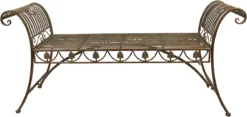 Clayre & Eef Banc De Jardin 142x41x66 Cm Banc En Fer Vert Banc D'Extérieur Jardin Mobilier De Jardin De Jardin