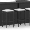 Prolenta Premium - Ensemble De Bar De Jardin 8 Pièces Avec Coussins Polyrotin Noir