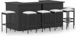 Prolenta Premium - Ensemble De Bar De Jardin 8 Pièces Avec Coussins Polyrotin Noir