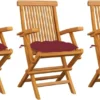 Prolenta Premium - Chaises De Jardin De Jardin 3 Pcs Avec Coussins Bordeaux En Teck Massif
