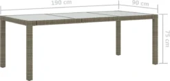 Prolenta Premium - Table De Jardin 190x90x75 Cm Verre Trempé Et Poly Rotin Gris - Table - Table De Jardin - Tables De Tables De Jardin -Jardin Meubles Magasin 1200x574 4