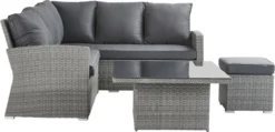 NATERIAL - Salon De Jardin DAVOS - 6 Personnes - Aluminium - Rotin Plastique - Grijs - Salon De Jardin - Salon De Jardin - Polyrotin