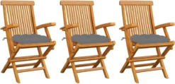 Prolenta Premium - Chaises De Jardin De Jardin 3 Pcs Avec Coussins Gris Teck Massif