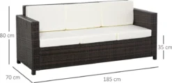 Outsunny Canapé En Poly Avec Coussins Canapé Lounge 3 Places Jardin Métal Polyester Marron 860-095V01-1 -Jardin Meubles Magasin 1200x581