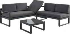 MYLIA Salon De Jardin En Aluminium : Table Basse Et Canapé D'angle Avec Angle Amovible 6 Personnes - Anthracite - PALAOS II L 214 Cm X H 63,5 Cm X P 130 Cm -Jardin Meubles Magasin 1200x582