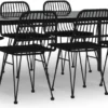 La Dolce Vita - Salon De Jardin 7 Pièces - Salon De Terrasse - Salon De Jardin Avec Chaises Et Table - Salon De Plein Air Poly Rotin Noir