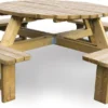 Table De Pique-nique Ronde De Luxe En Bois MaximaVida Tallinn 140 Cm - Dégagement Supplémentaire Pour Les Jambes