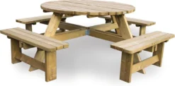 Table De Pique-nique Ronde De Luxe En Bois MaximaVida Tallinn 140 Cm - Dégagement Supplémentaire Pour Les Jambes