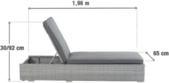 NATERIAL - Daybed DAVOS - Chaise Longue De Jardin Avec Dossier Réglable - Polyrotin - 197X65X36 Cm - 5 Positions - Avec Roulettes - Aluminium - Rotin Plastique - Grijs -Jardin Meubles Magasin 1200x595