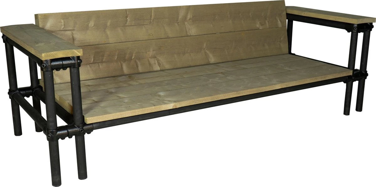 Meubles D' Outside | Banc De Jardin échafaudage Bois Et Tube D'échafaudage Noir Mat | Canapé Trois Places | Ancien Look | Pas D'oreillers | Banc De Jardin | Mobilier De Jardin 1 Meubles D' Outside | Banc De Jardin échafaudage Bois Et Tube D'échafaudage Noir Mat | Canapé Trois Places | Ancien Look | Pas D'oreillers | Banc De Jardin | Mobilier De Jardin