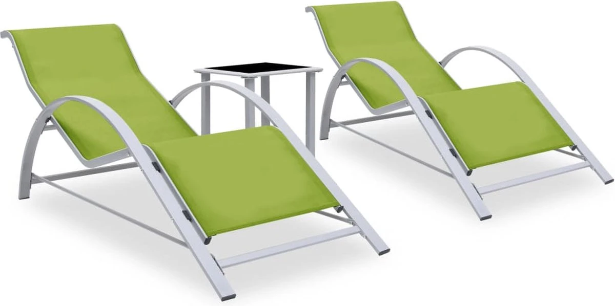 VidaXL Ensemble De Lit Lounge - 2 Pièces - Avec Table - Vert - Sun Longues - Chaise VidaXL - Jardin - Ensemble De Chaises Longues - 2 Pièces 6 VidaXL Ensemble De Lit Lounge - 2 Pièces - Avec Table - Vert - Sun Longues - Chaise VidaXL - Jardin - Ensemble De Chaises Longues - 2 Pièces – Image 6