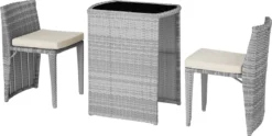 Ensemble De Jardin En Osier Tectake Ensemble De Set De Bistro - Hambourg - Différentes Couleurs - Gris Clair - 403768