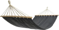 Hamac De Luxe Qualix Avec Barre D'écartement - Zwart - 100% Katoen - Confortable - Comprend 2 Mousquetons - Sans Support - Avec Matériel De Fixation - 100 X 200 Cm -Jardin Meubles Magasin 1200x605