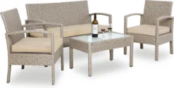 Casaria Polyrattan Lounge Set Coussins D'assise Canapé 2 Chaises Ensemble De Jardin - Grijs Beige -Jardin Meubles Magasin 1200x607 2