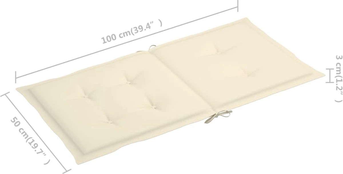 Decoways - Coussins Pour Chaise De Coussins De Chaise De Jardin 2 Pièces 100x50x4 Cm Couleur Crème 8 Decoways - Coussins Pour Chaise De Coussins De Chaise De Jardin 2 Pièces 100x50x4 Cm Couleur Crème – Image 8