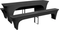VidaXL Ensemble De Table à Bière Et Housse De Canapé Tissu Extensible Anthracite 3 Pièces