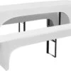 VidaXL Housses Pour Table à Bière Et Bancs Stretch Blanc 3 Pièces 220 X 70 X 80 Cm