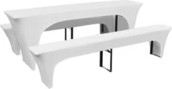 VidaXL Housses Pour Table à Bière Et Bancs Stretch Blanc 3 Pièces 220 X 70 X 80 Cm