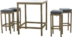 Table De Bar Moderne Avec Chaises De Bar - Grijs Beige - Mobilier De Jardin - Rotin - Set De 4 Tabourets De Bar - Bar De Jardin - Intérieur Et Extérieur - Résistant Aux Intempéries - 4 Personnes -Jardin Meubles Magasin 1200x621