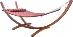 AXI Hawaï Hamac Double XXL - Hamac 2 Personnes En Rouge Avec Support En Bois - Pour L’extérieur Pour Jardin, Terrasse, Balcon