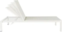 NATERIAL - Transat AQUILA - Transat De Jardin Avec Dossier Réglable - 200x75x36 Cm - Empilable - Avec Roulettes - Fixe En Aluminium - Textilène - Blanc -Jardin Meubles Magasin 1200x624