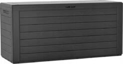 1x PiĂšces BoĂźte De Rangement Kussen De Jardin Anthracite Motif Bois 280 Litres De Plastique - Rangement De Jardin Anthracite