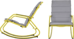 NATERIAL - Chaise à Bascule LYCO - Chaise à Bascule - Avec Coussins Gris - Acier - Jaune - Chaise à Bascule - Chaise Longue De Jardin - Chaise Longue - Chaise à Bascule -Jardin Meubles Magasin 1200x629 4
